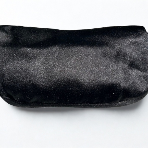 Stuart Weitzman Black Satin Jeweled Evening Clutch | Like New - Picture 2 of 3